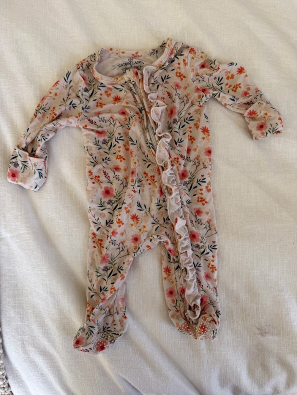 Floral Ruffled Baby One-Piece zipper pj